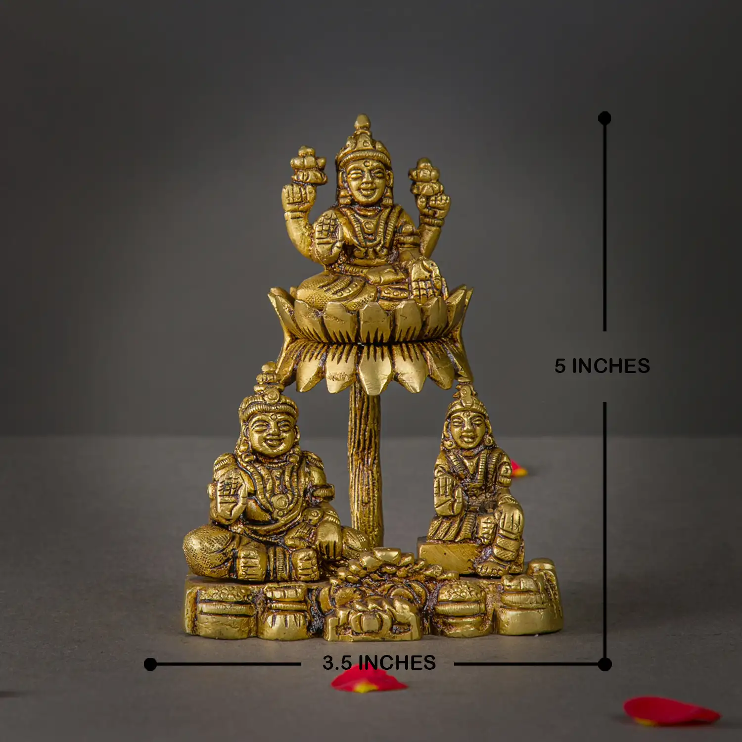 5 inches Brass Kuber Goddess Chithirini and Lotus Lakshmi idol - image 4