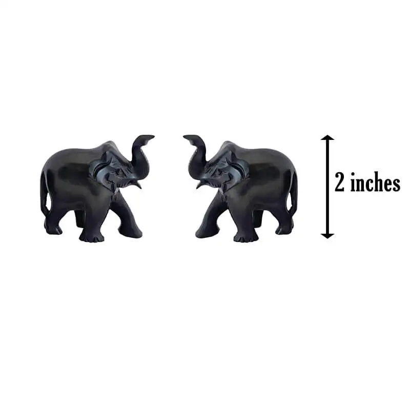 2 அங்குல அசல் கருங்காலி மர யானை ஜோடி - image 2
