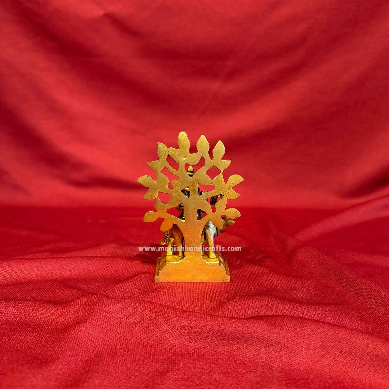 4 inches brass tree Krishna with cow idol - image 4
