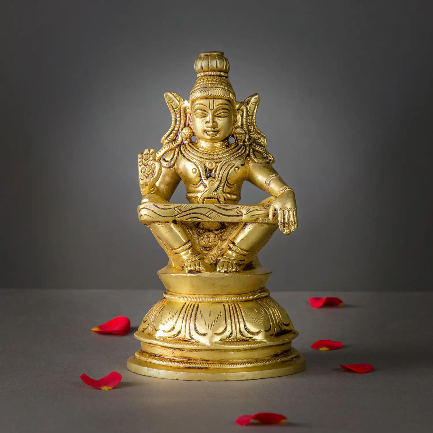 6 inch Brass Ayyappan Swamy Idol - image 1