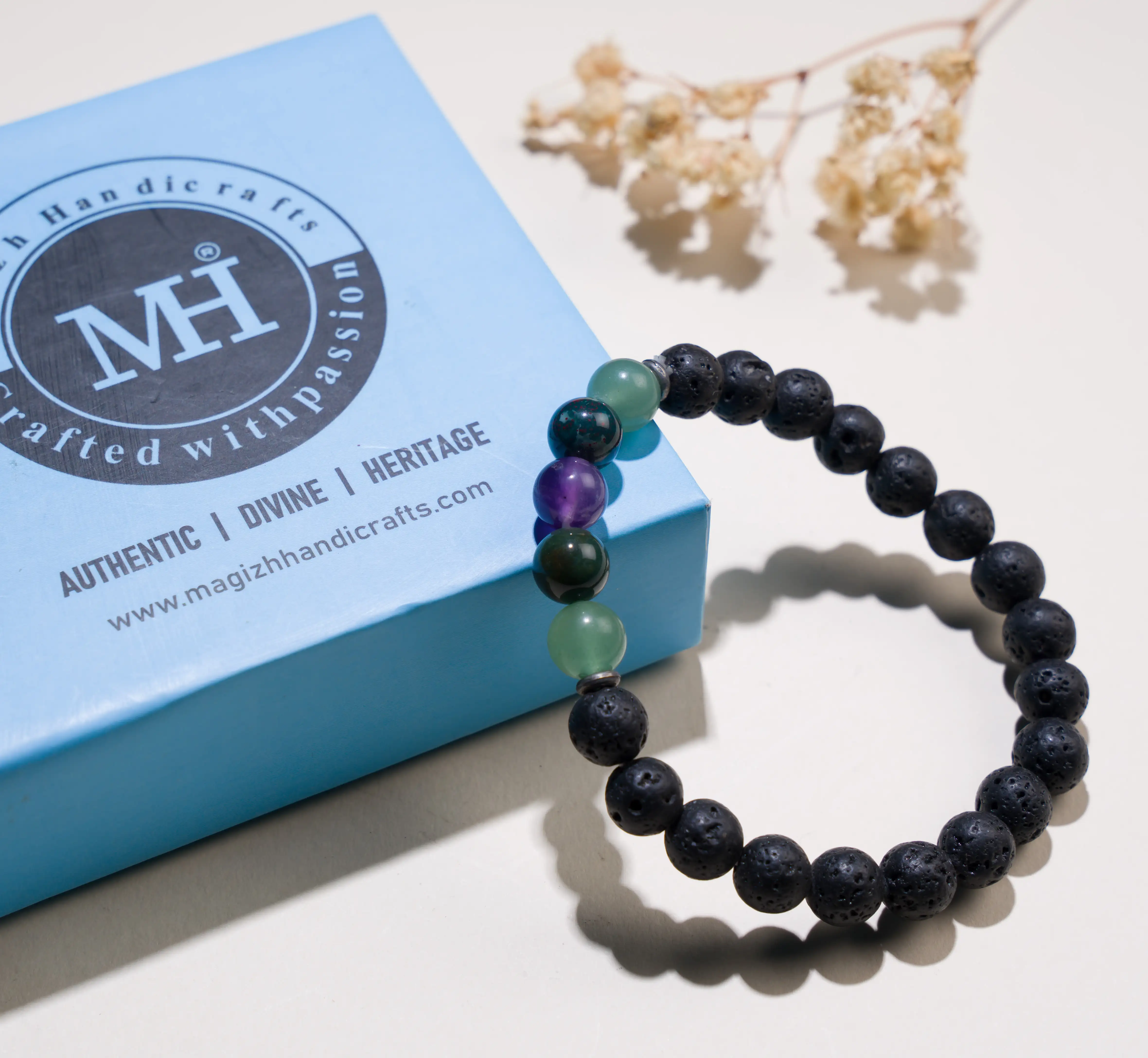 8mm Blood Pressure Lava Crystal Bracelet - image 4