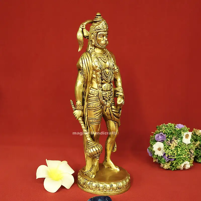 Brass Standing veera Hanuman idol (10 Inches) - secondary