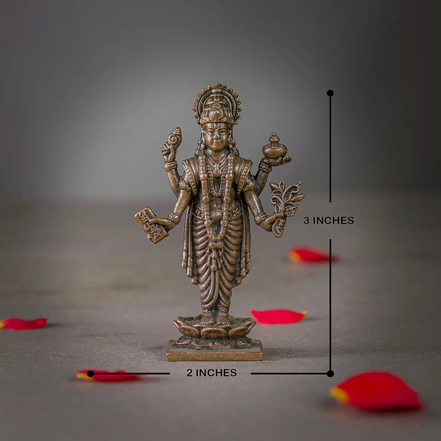 3 inches standing copper Dhanvantri - image 4