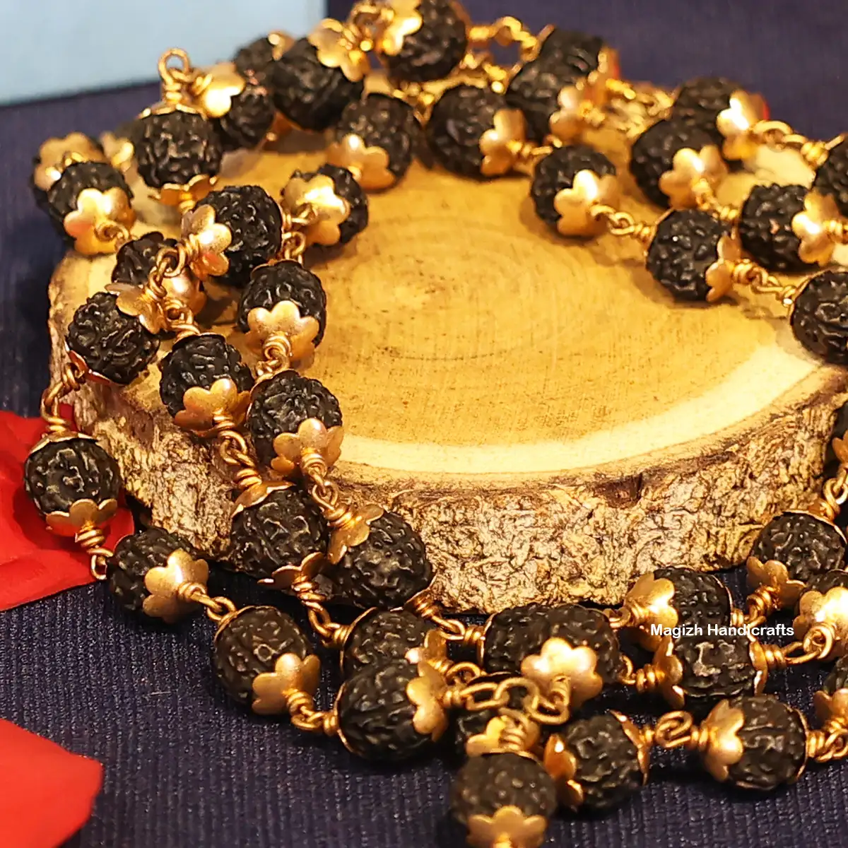 Original Rudhraksham Black color with Impon cup 54 Beads - 8mm - secondary