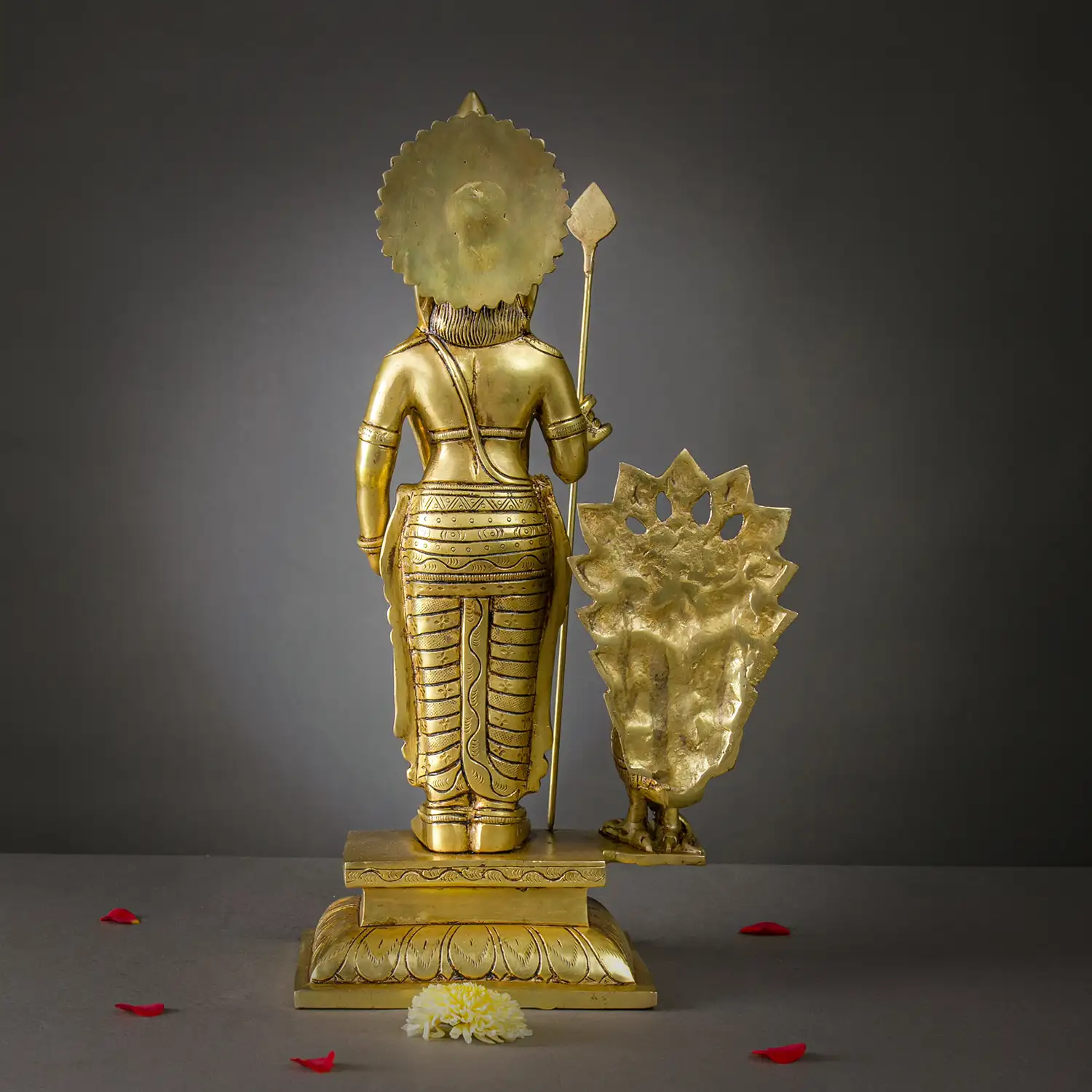 16 inches Brass Standing Murugan with Vel idol - image 4