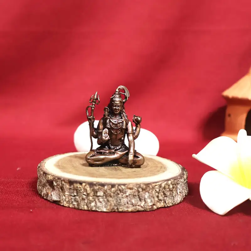 1.8 inches Copper Sitting Lord Shiva Idol