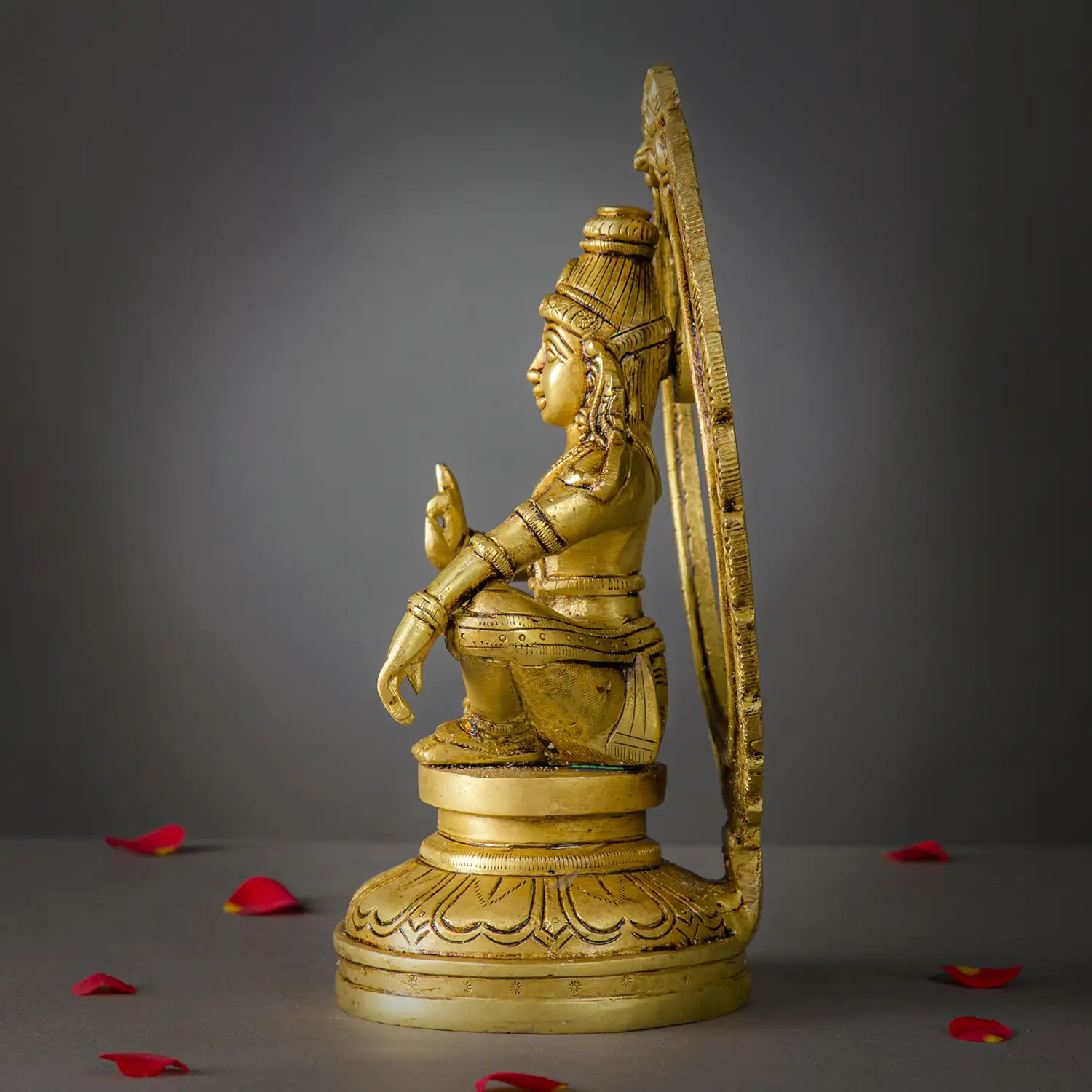 9.5 inch Brass Ayyappan Swamy Idol with Kirtimukha Arch - image 3