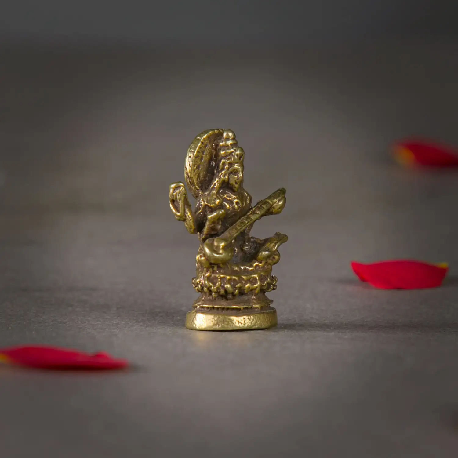 1 inch Brass sitting miniature Saraswathi idol - secondary