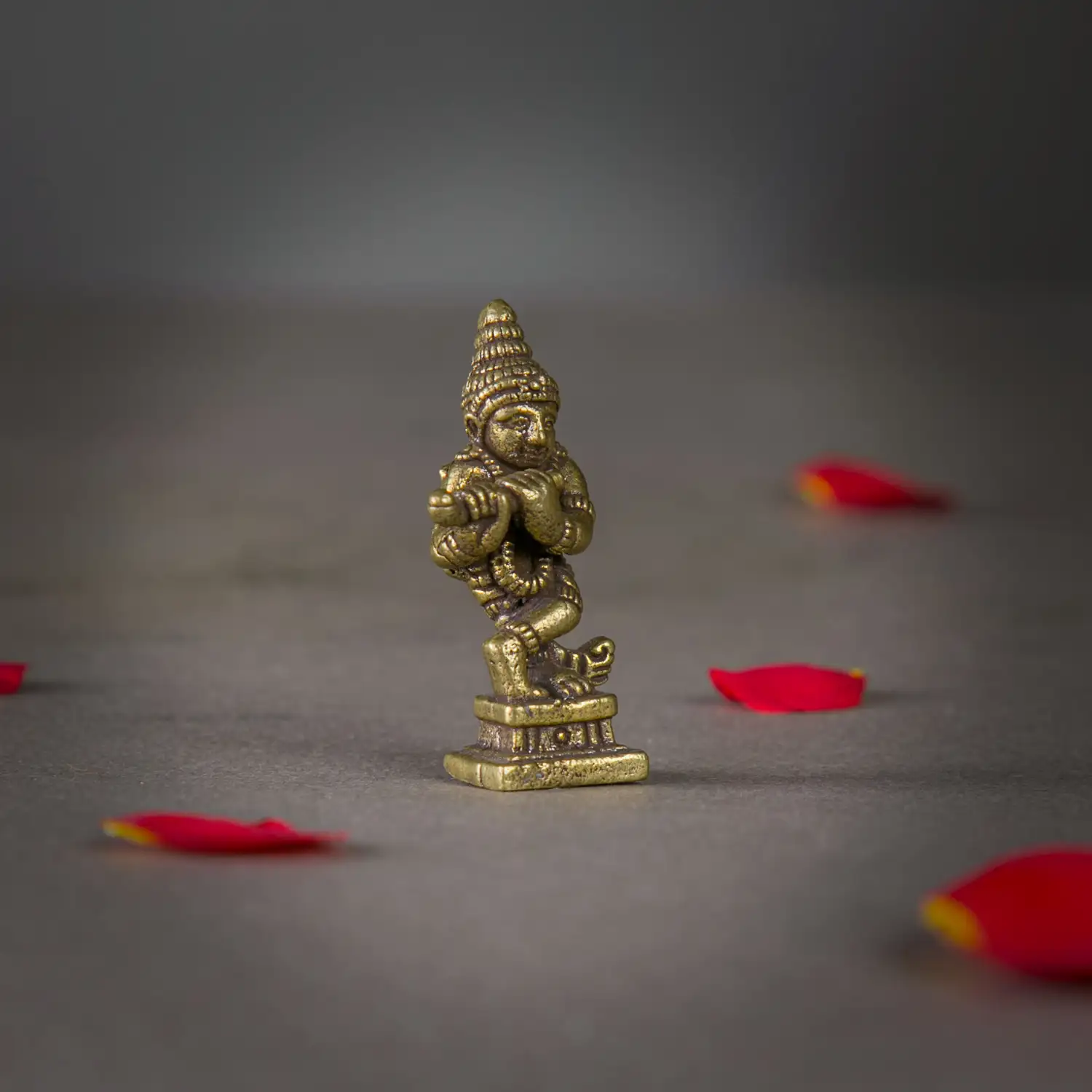 1 inch miniature Brass Krishna with flute Idol - secondary
