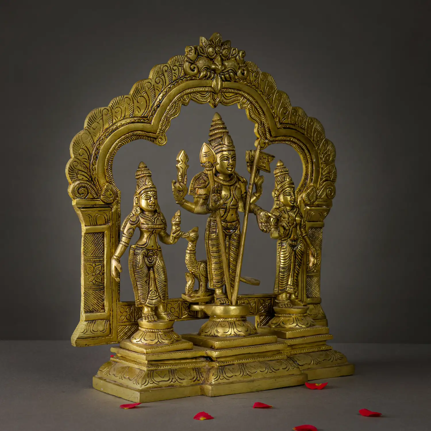Brass Thiruvachi Murugan Valli Deivanai idol - 14 inches - secondary