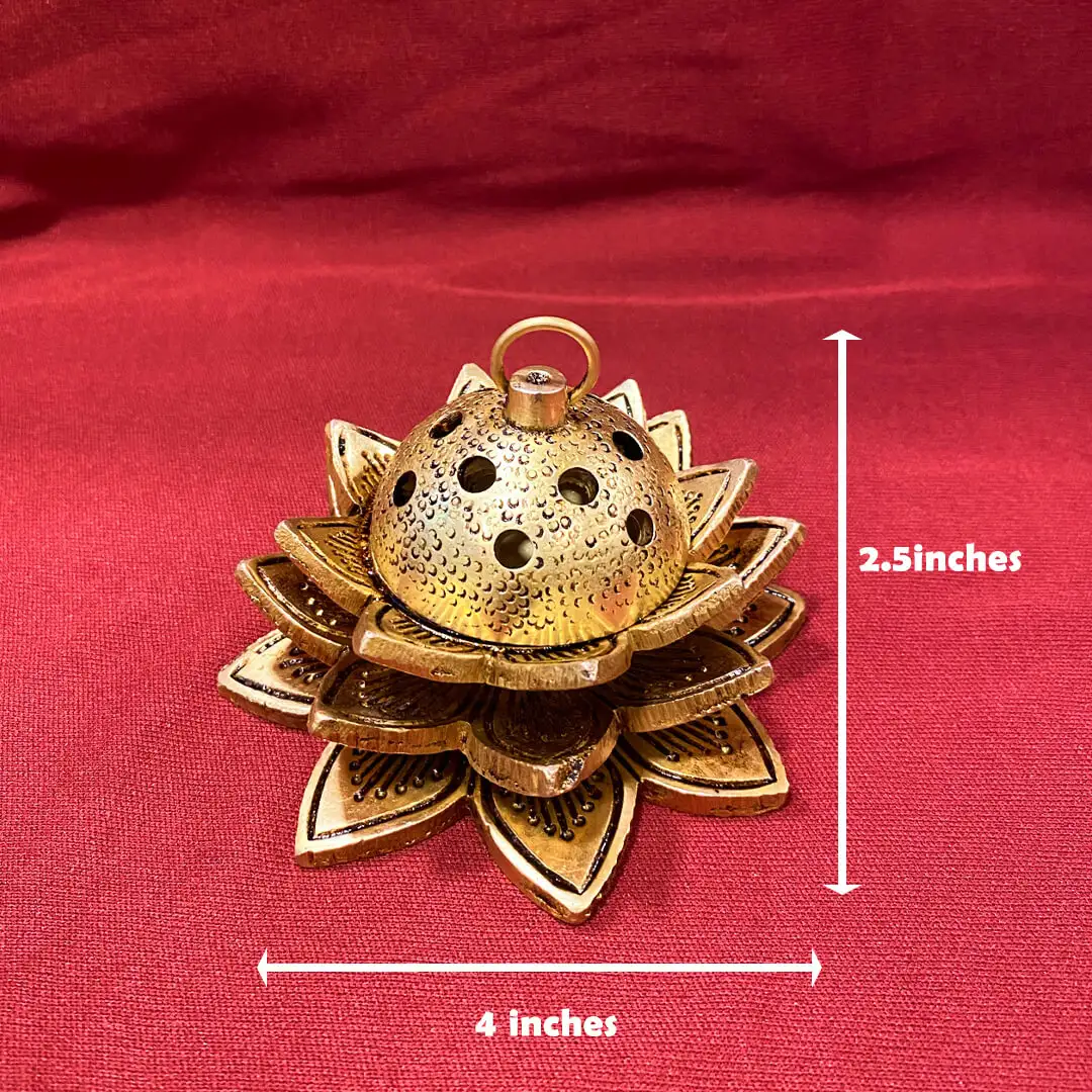 Brass small Lotus Doop or sambarani holder 2.5 inches - secondary