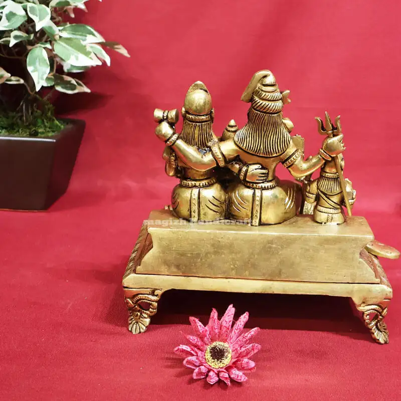 7 inches Brass Lord Shiva family set statue SC - image 3