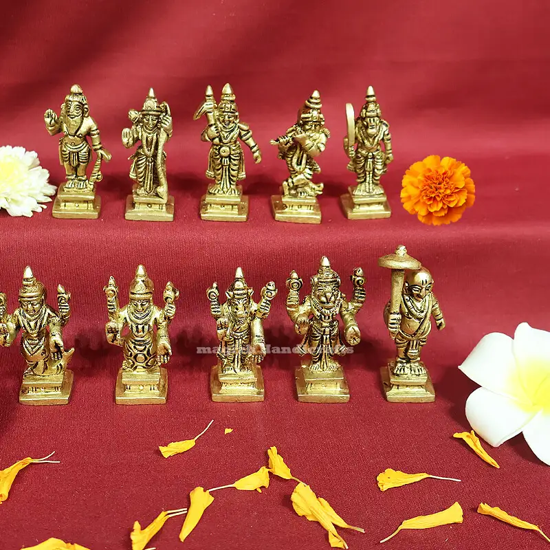 Brass Dashavathar Vishnu set 2.5 inches - image 4