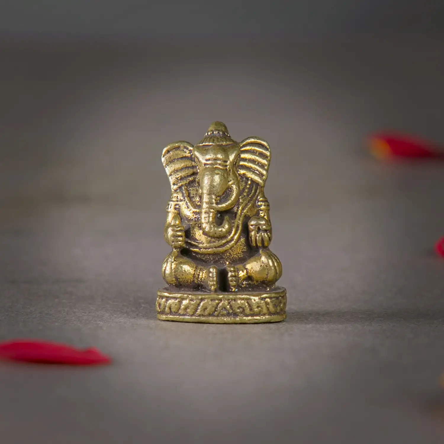 1 inch Brass sitting Ganesha idol - image 1