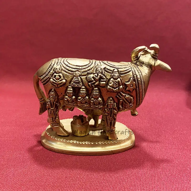 3.5 inches Brass Gomatha with all deity - secondary