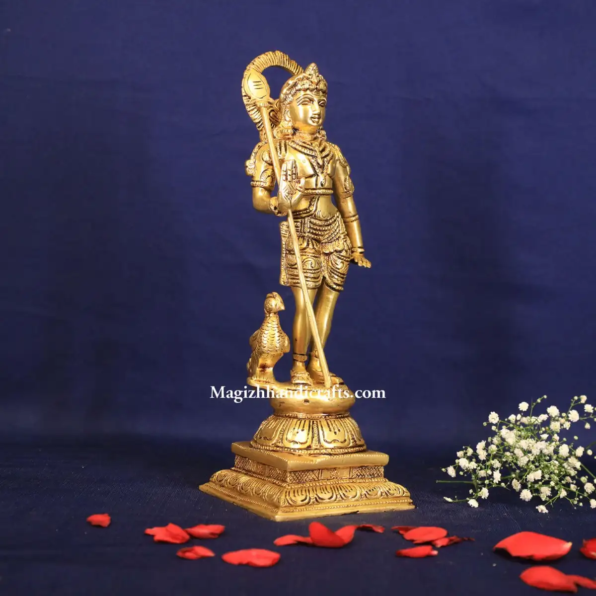 Brass Bala Murugan with Vel idol - 10 inches - image 3