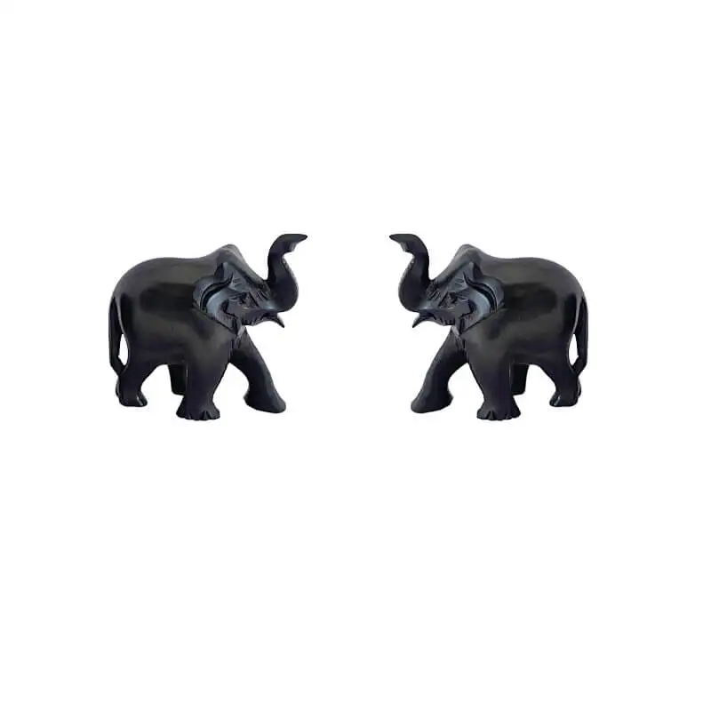 2 அங்குல அசல் கருங்காலி மர யானை ஜோடி - image 3