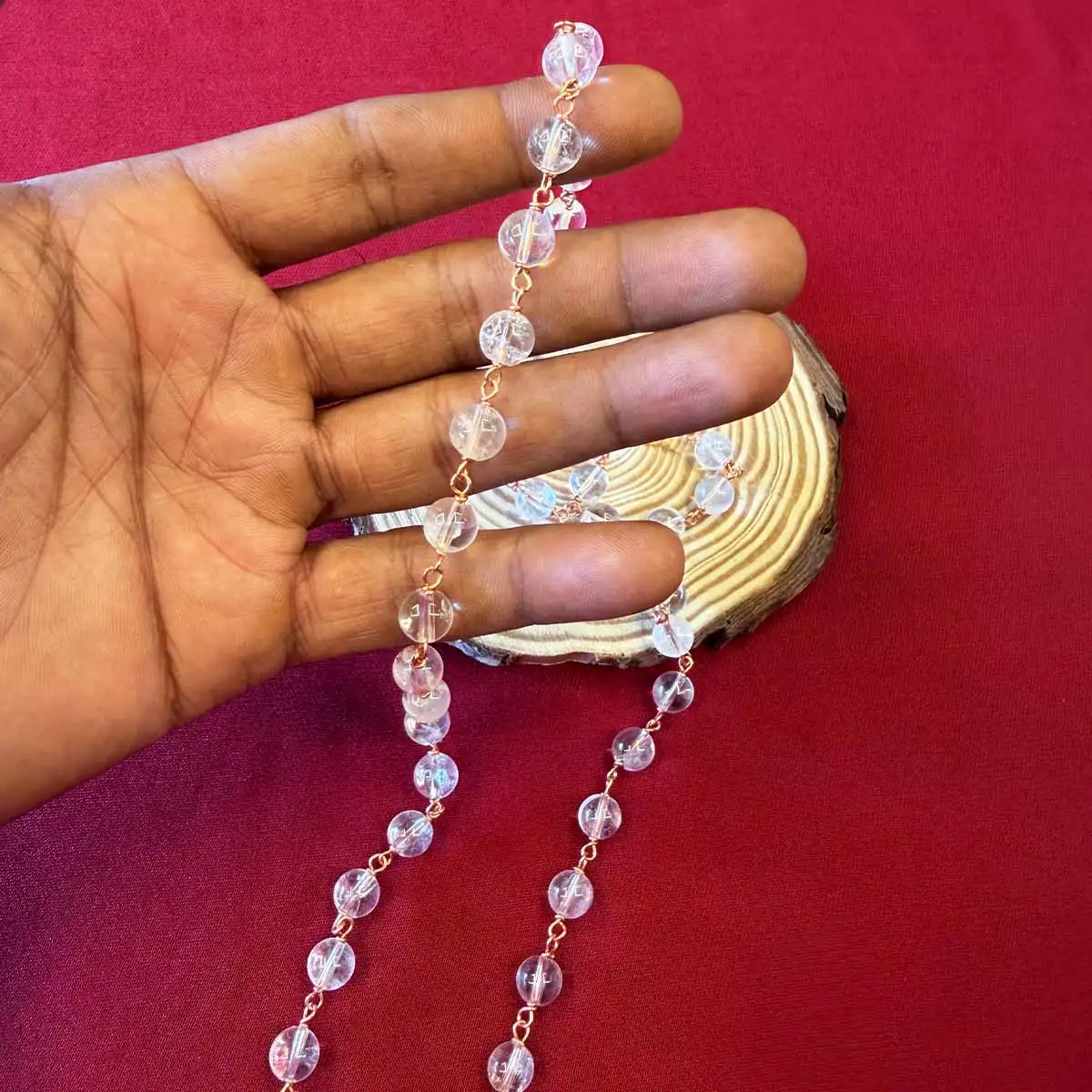 Copper Wire Spadigam Mala 54 Beads 8mm – Sphatik Crystal