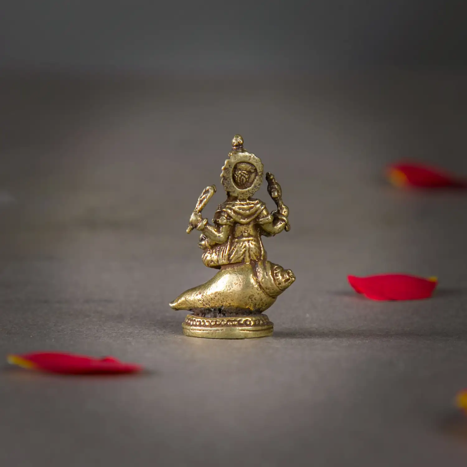 1 inch miniature Brass Shang sitting Ganesha Idol - image 3