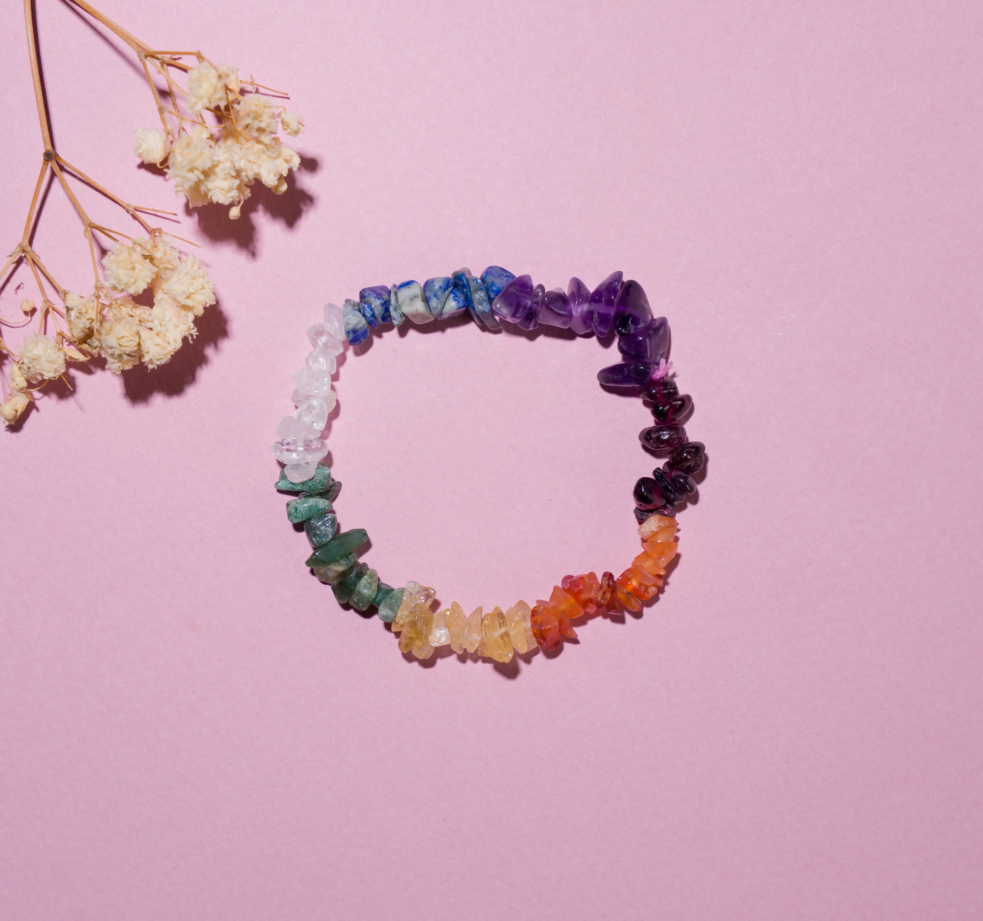 7 chakras Crystal chips bracelet