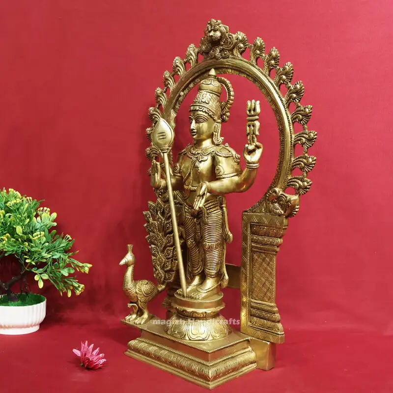 22 inches Brass Frame Murugan Idol SC - image 3