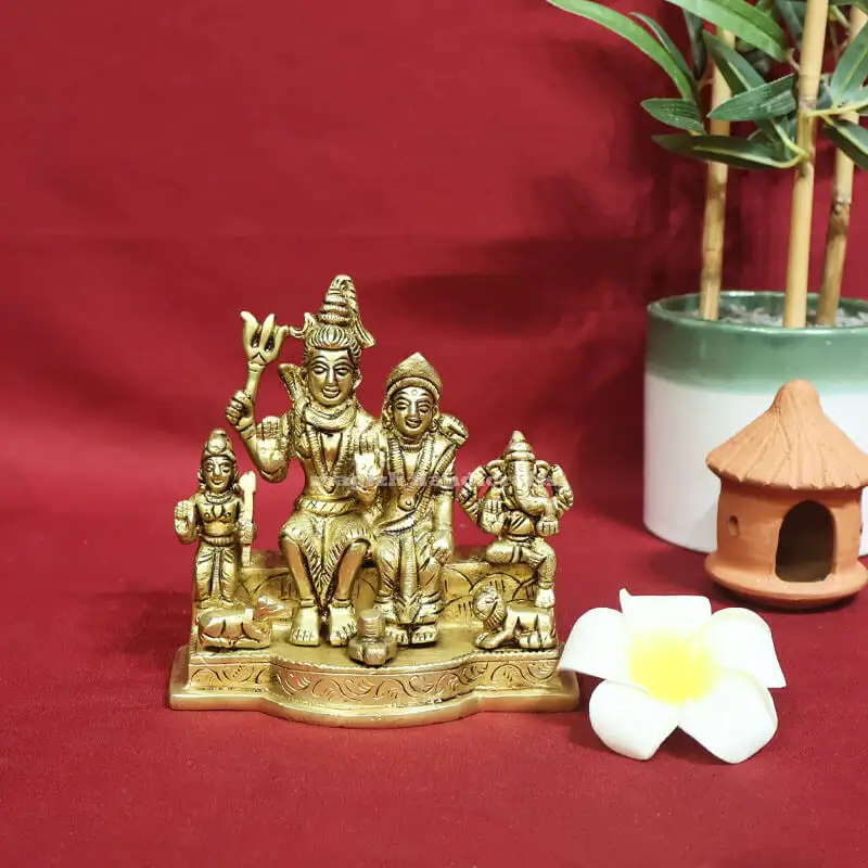 4.5 inches Brass Lord Shiva family set statue