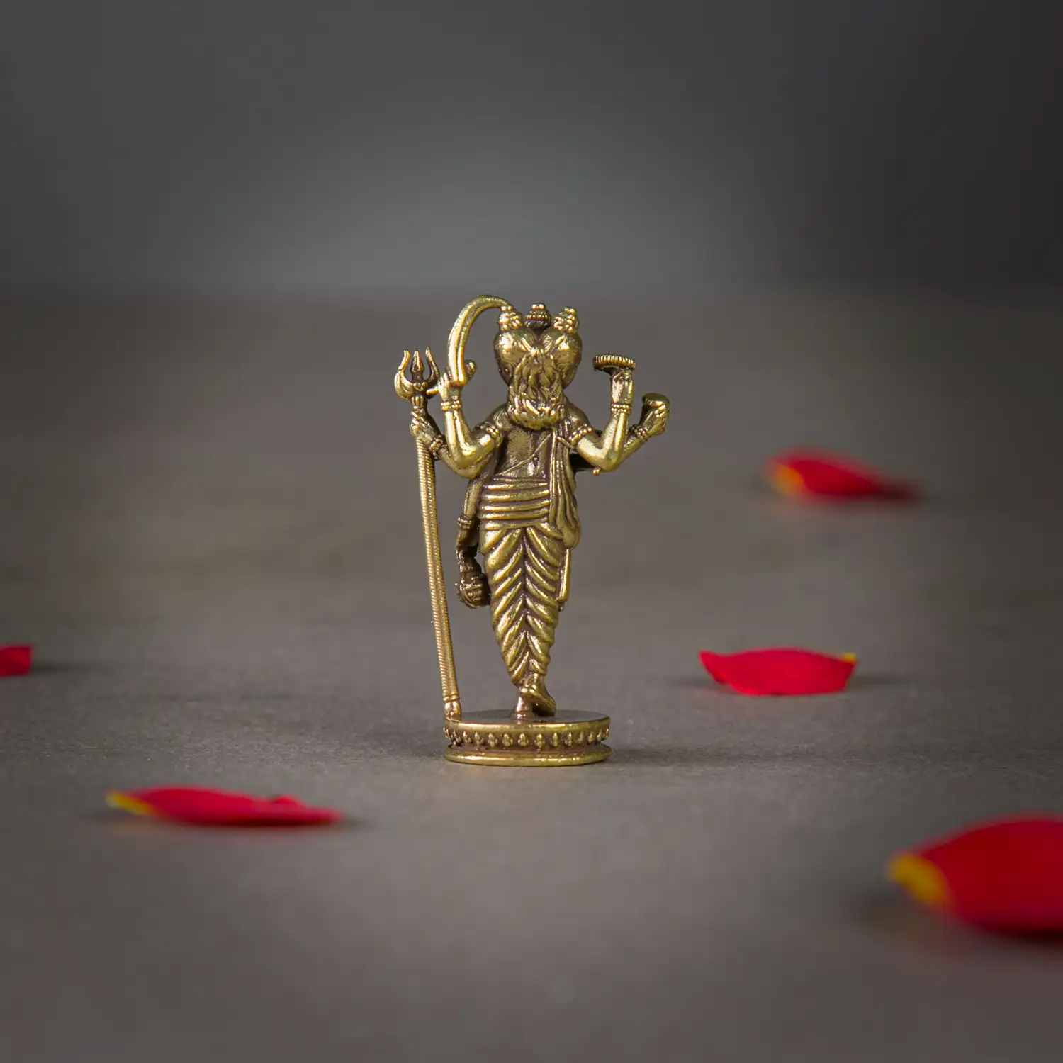 1 inch miniature Brass Dattatreya Idol - image 3