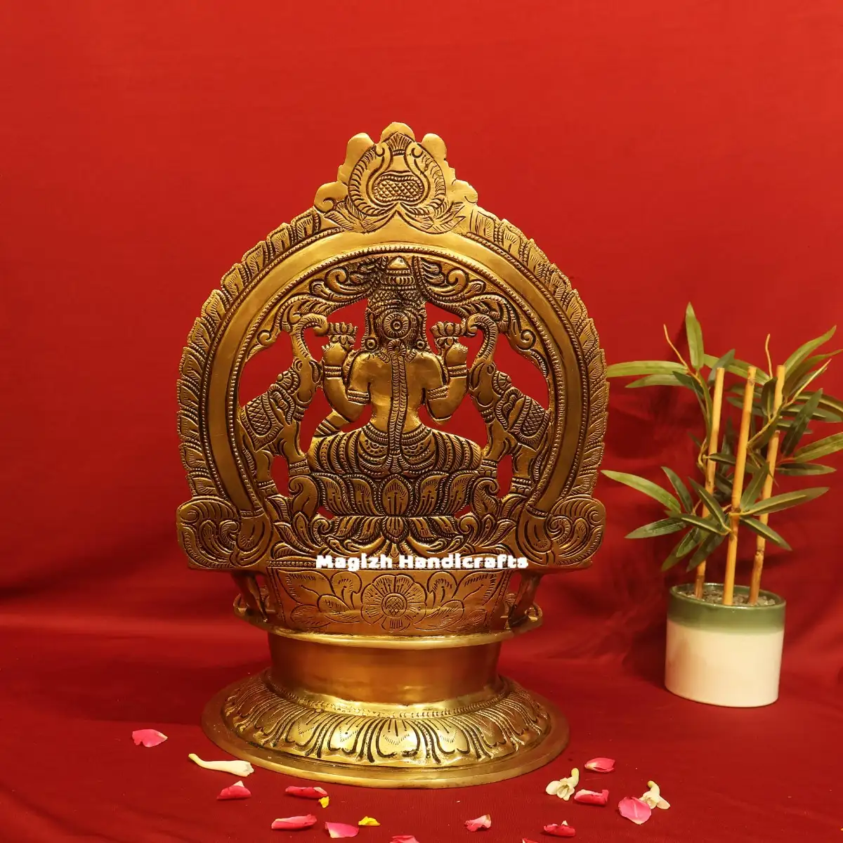 Big size Brass Gaja Lakshmi Lamp 17 inches - image 4