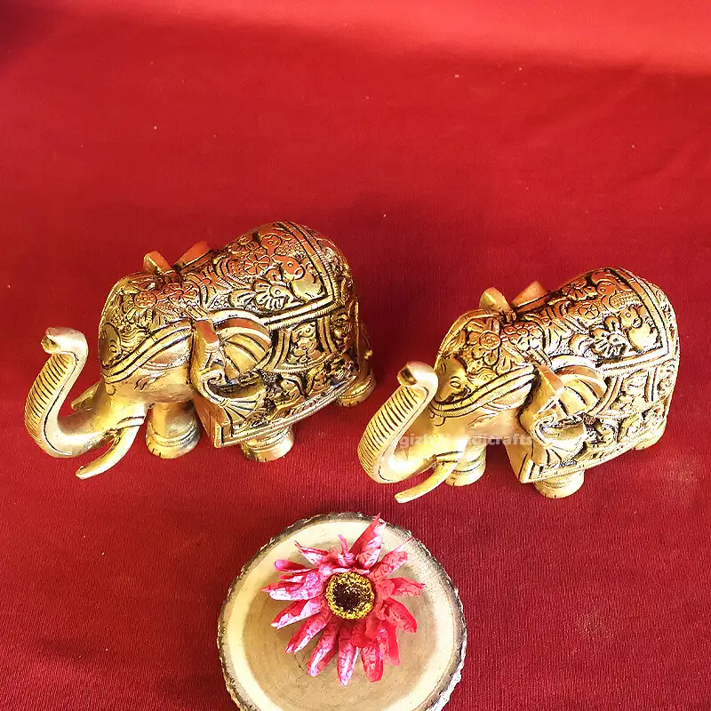 4 inches Brass Story Elephant pair SC - image 4