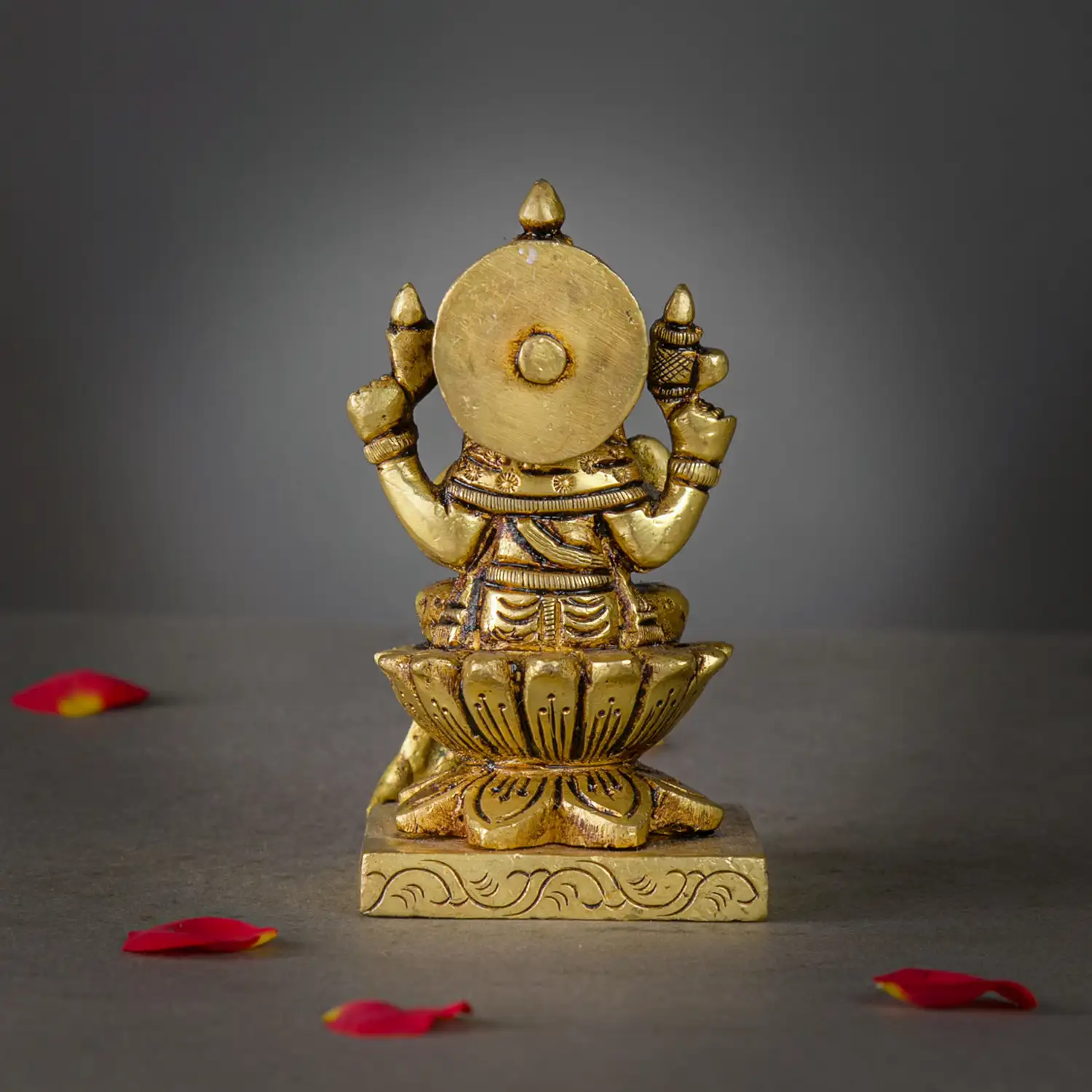4 inches Lotus brass Ganesha square base idol - image 4