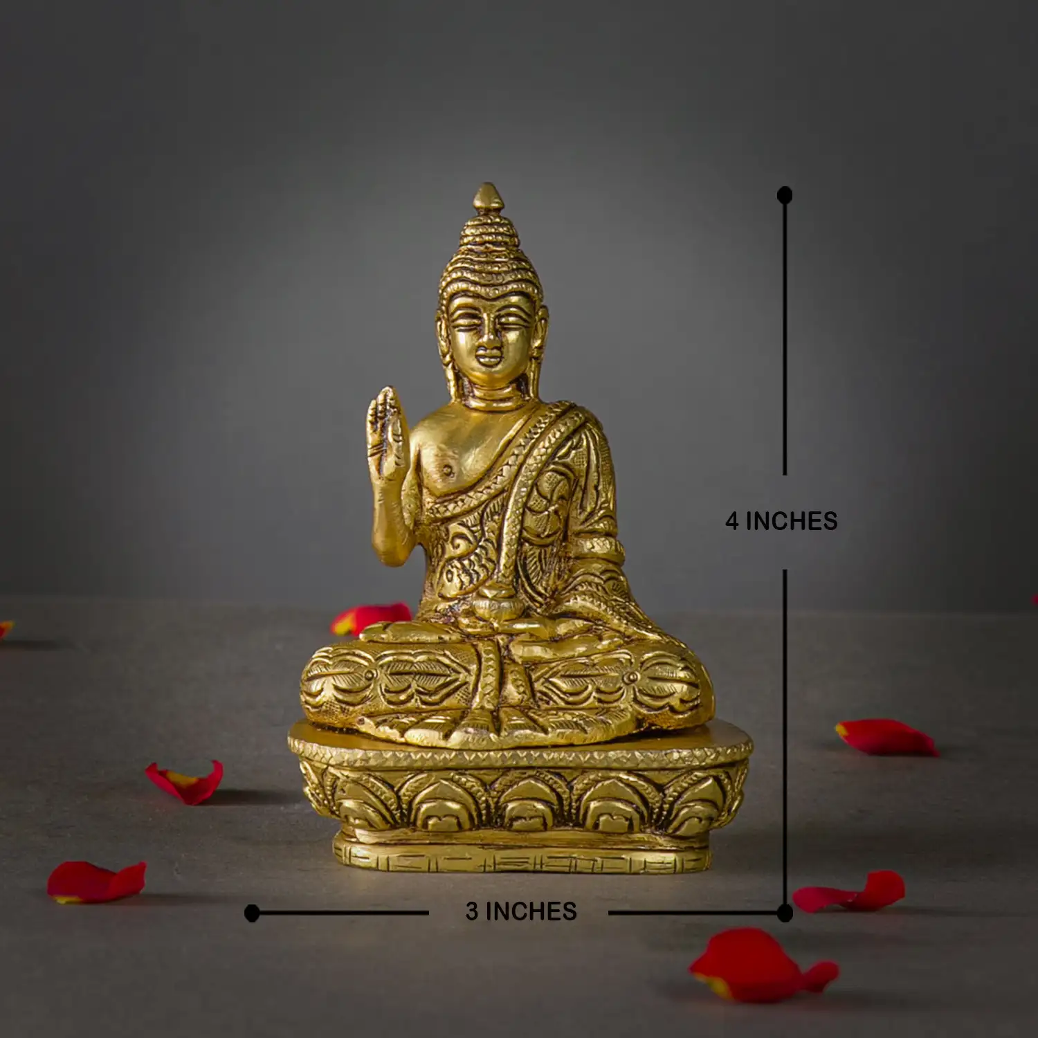 4 inches brass budha idol - image 5