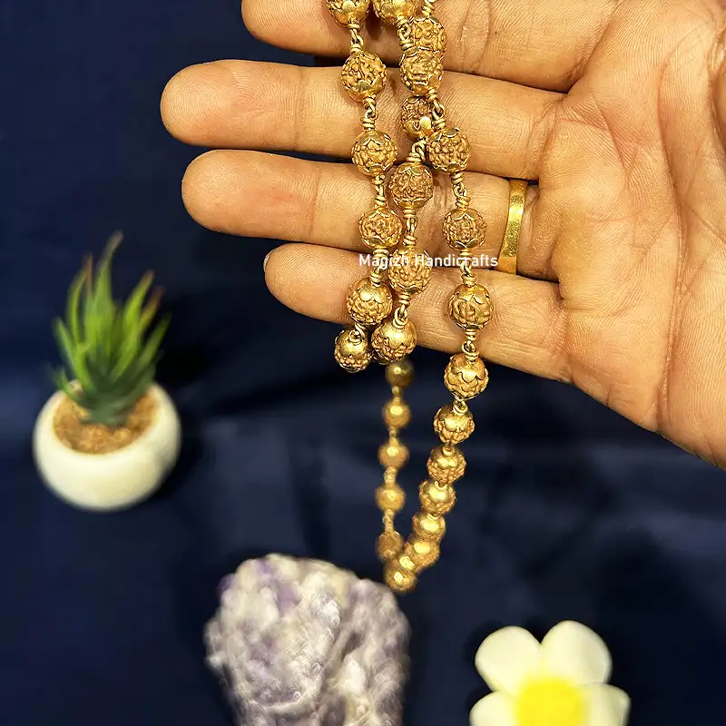 Original Rudhraksham natural color with Impon cup 45 Beads - 10mm - image 3