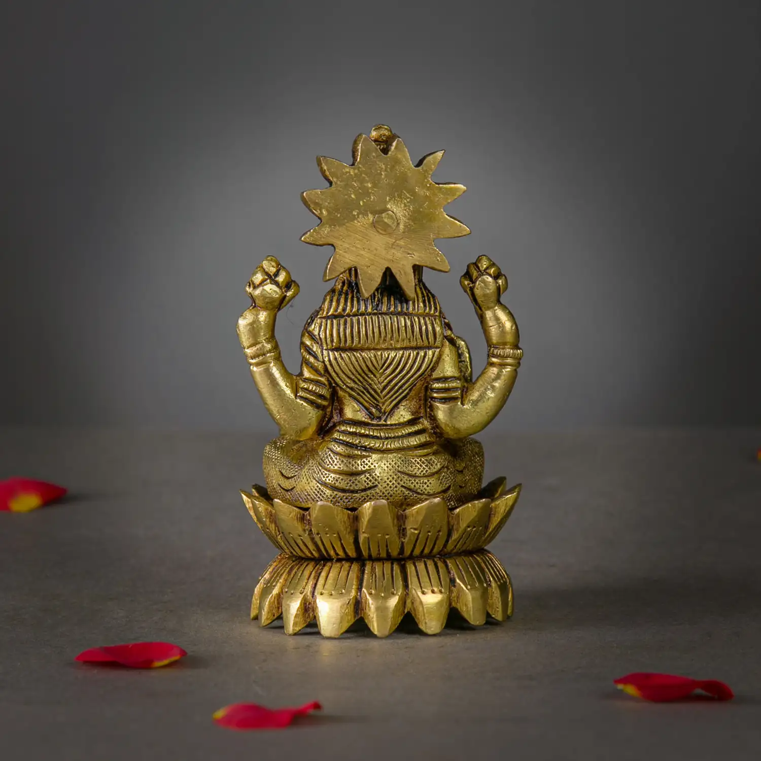 4 inches brass Lotus Sitting Lakshmi idol - image 4