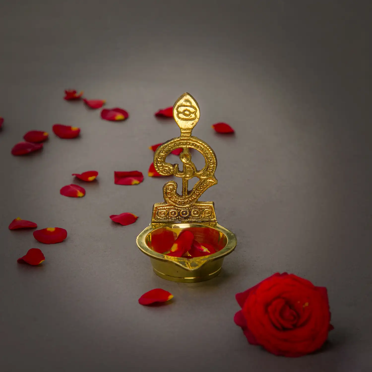 3.5 inches Om Vel Brass Vilakku for Murugan - image 4