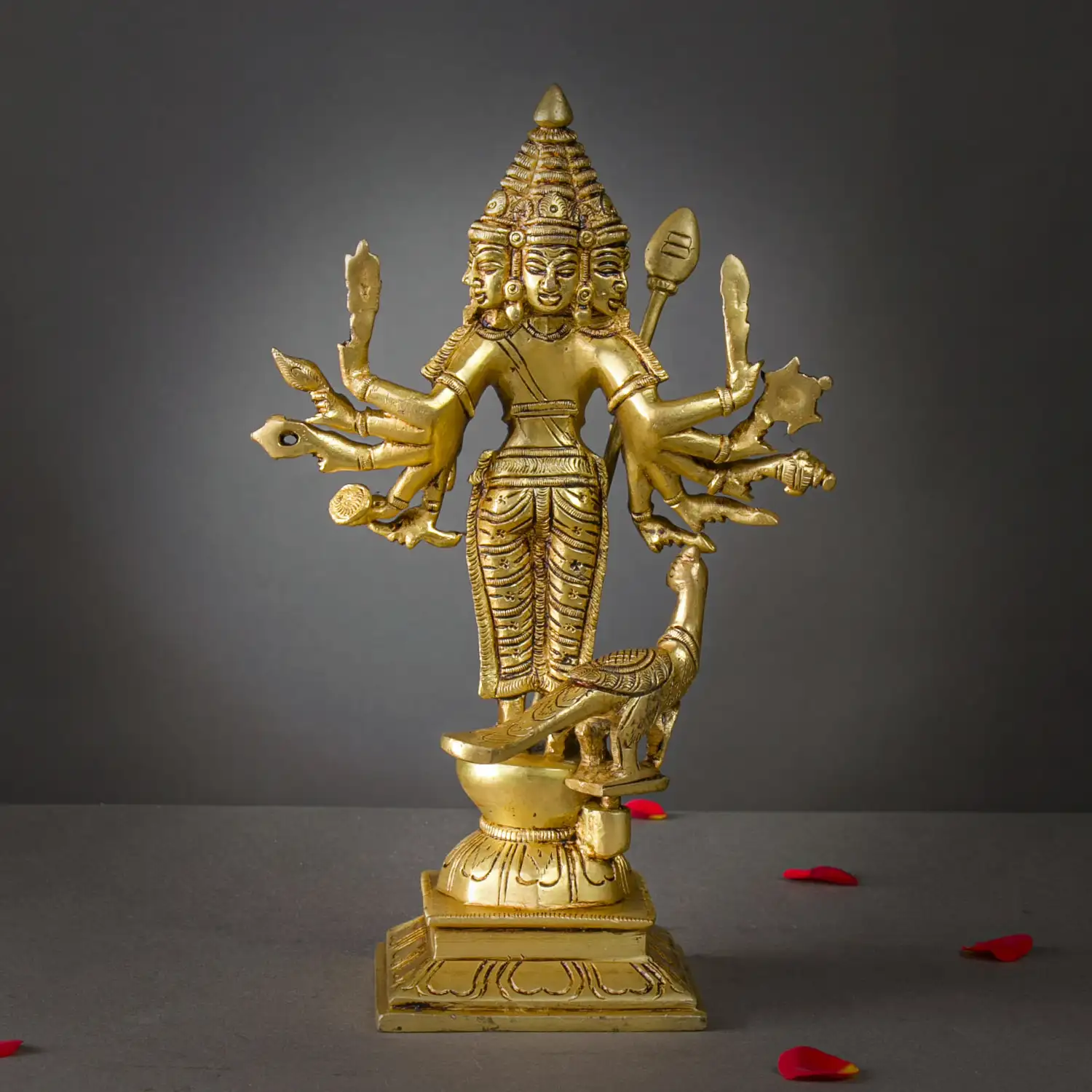 10.5 inches brass Standing Arumuga Murugan idol with vel - image 4