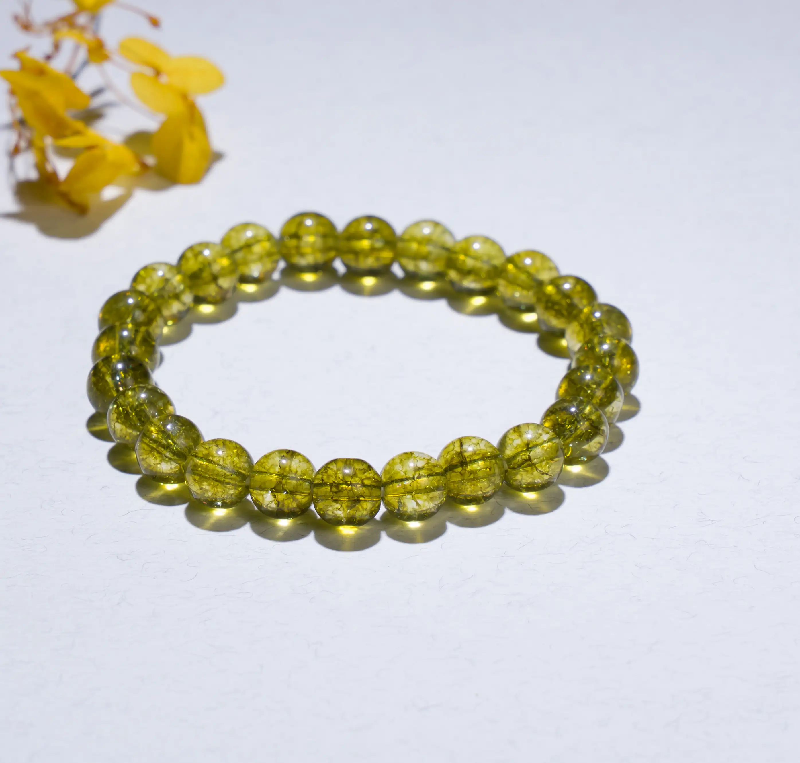 8mm Peridot Crystal Bracelet