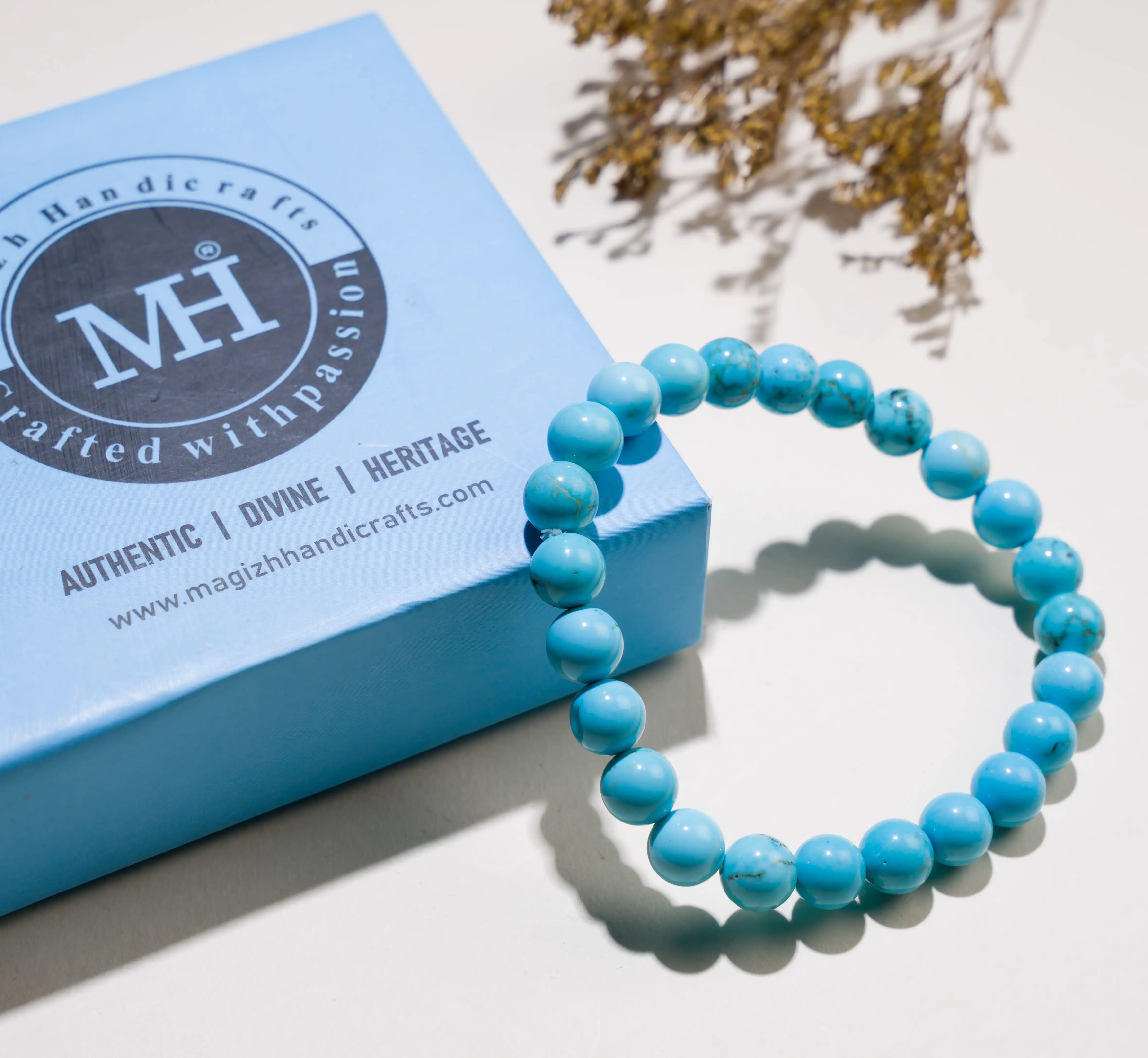 8mm Turquoise Natural Stone Crystal Bracelet - image 3