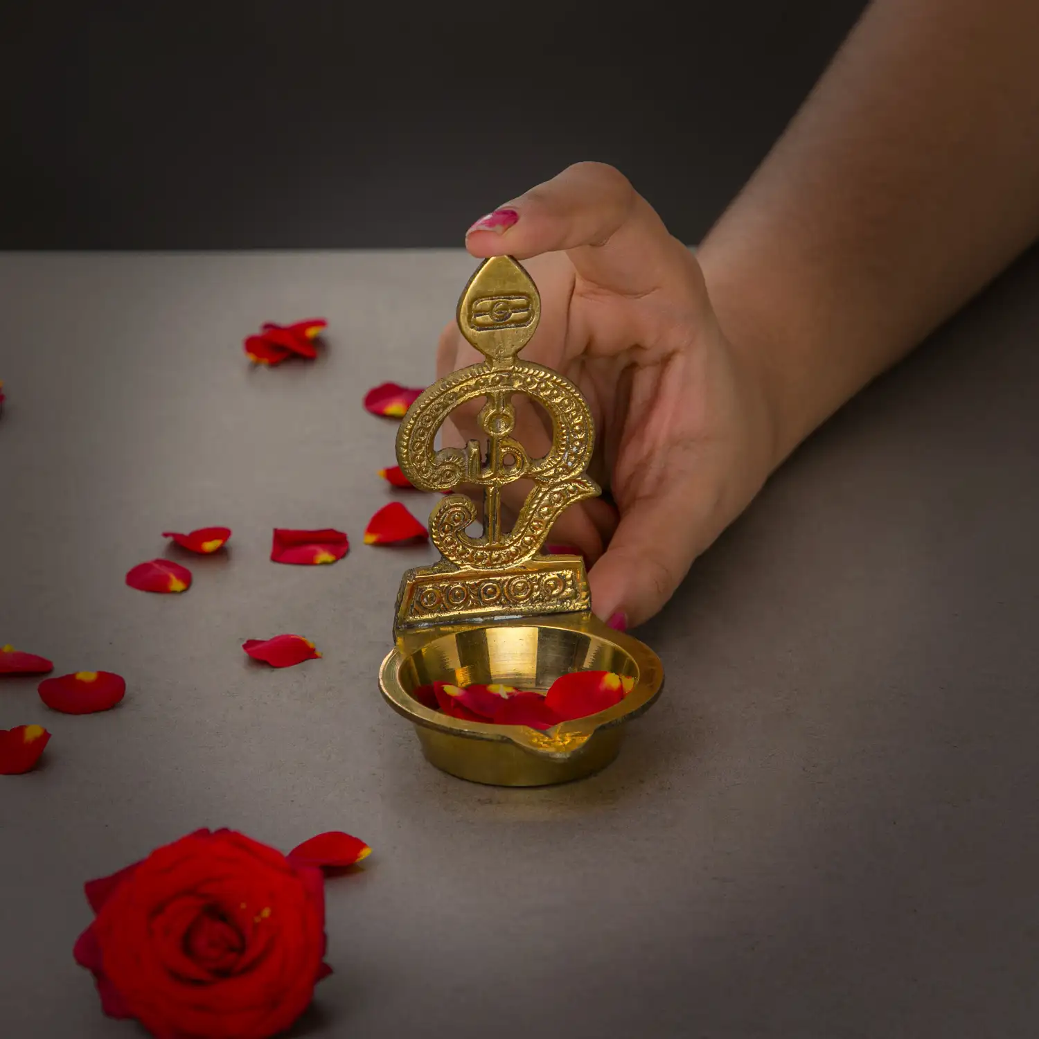 4 inches Om Vel Brass Vilakku