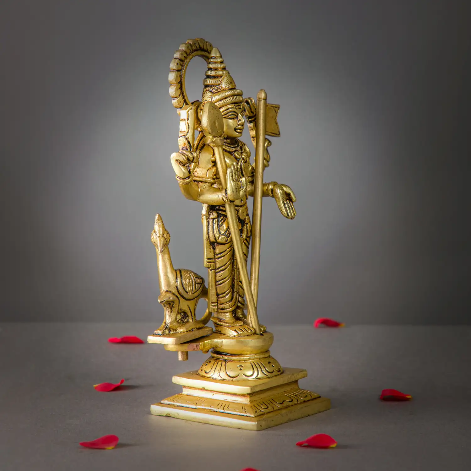8.5 inches Brass Murugan side Peacock with Vel idol - secondary