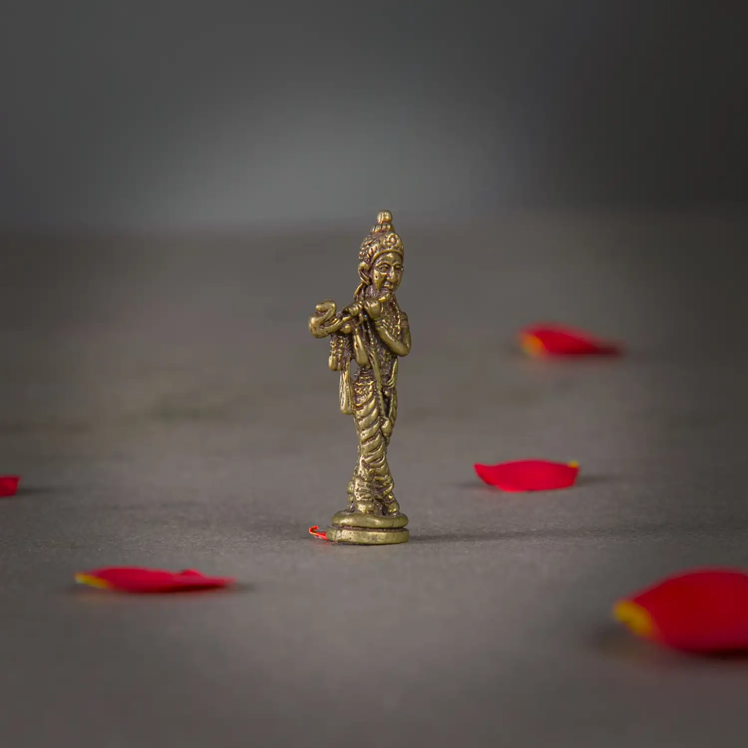1 inch miniature Brass Krishna cross leg Idol - secondary