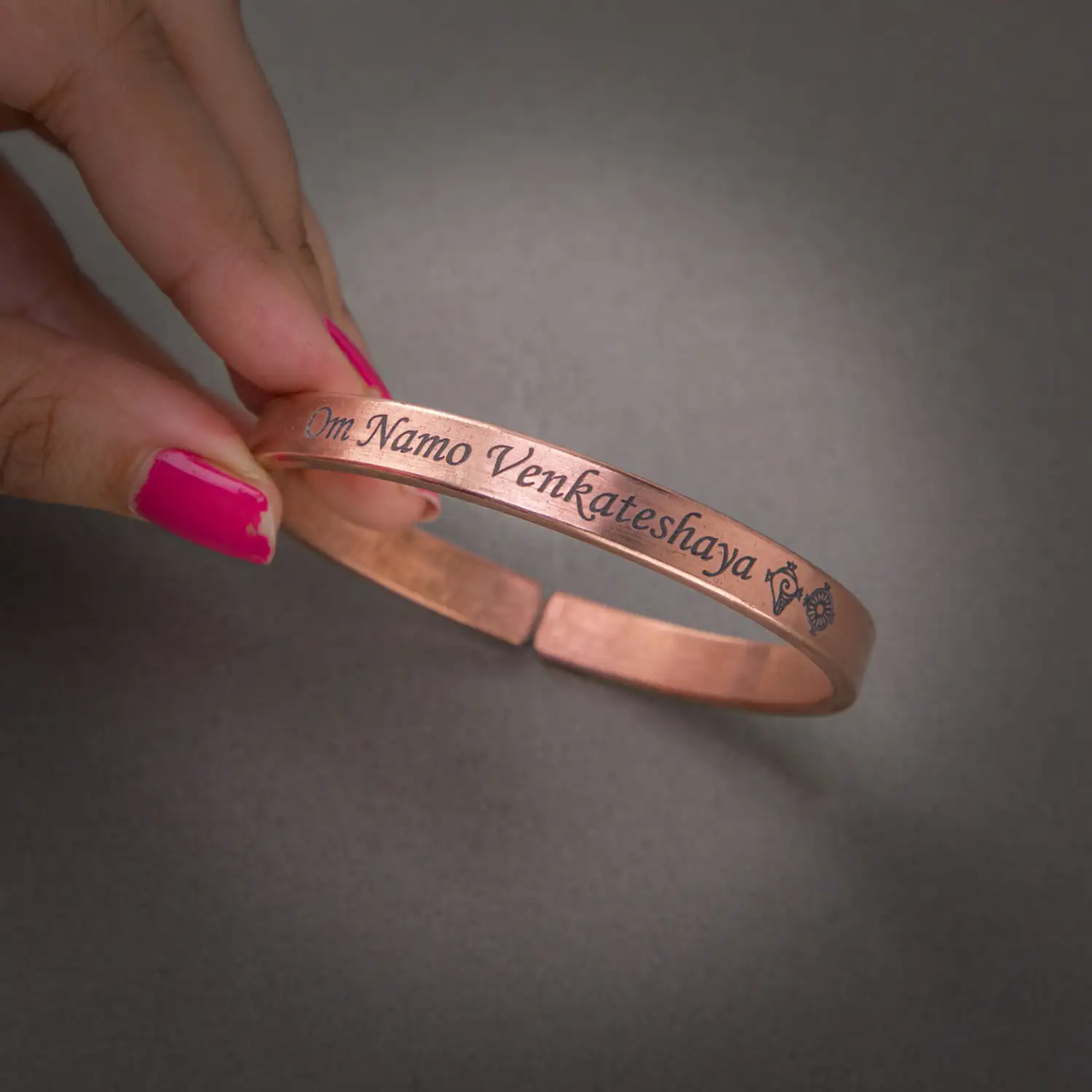 Om Namo Venkateshaya Pure Copper Bracelet - 8mm - secondary