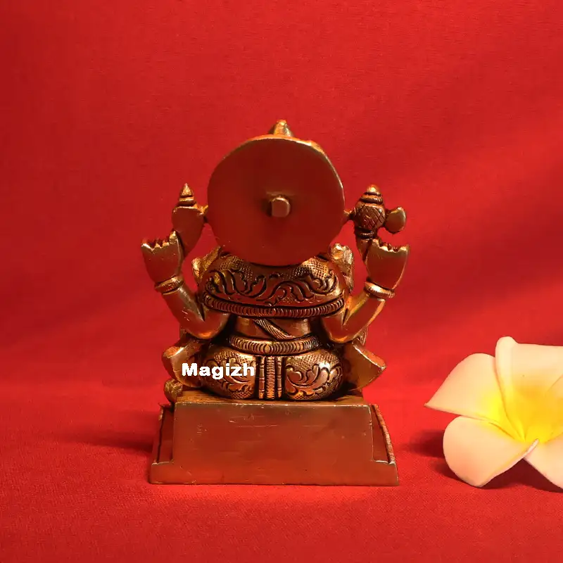 Brass Ganesha Square peedam idols (4 inches) - image 4