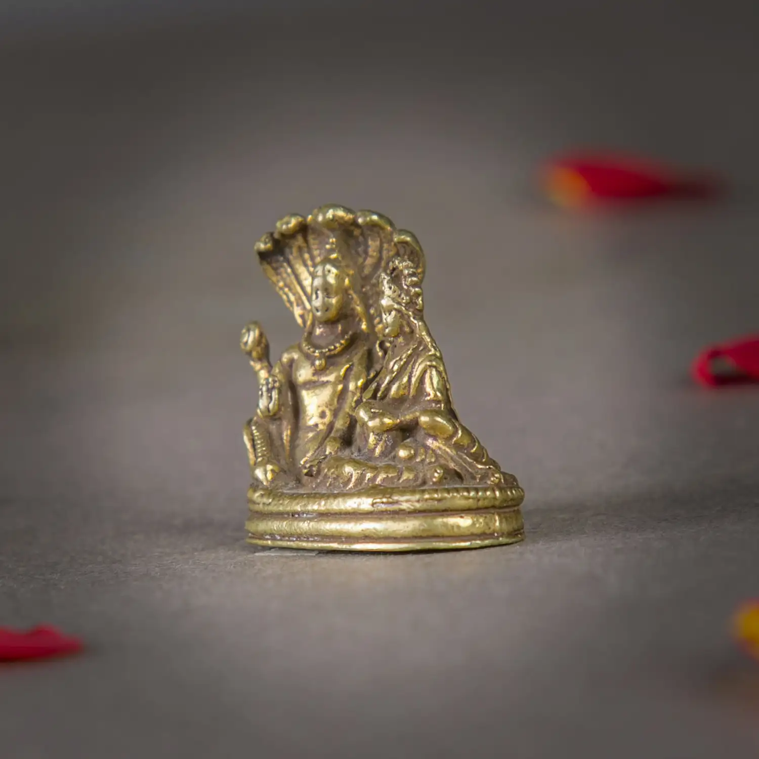 1-Inch Pure Brass Lakshmi Vishnu Sheshnaag Idol - secondary