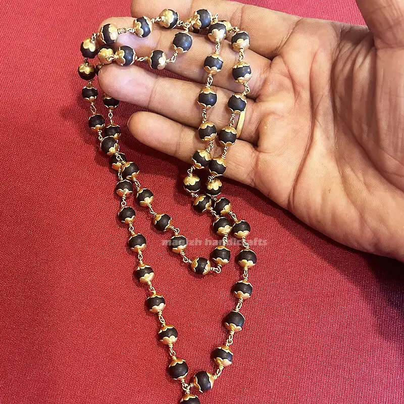Original karungali mala with Impon capping - 8mm - image 3