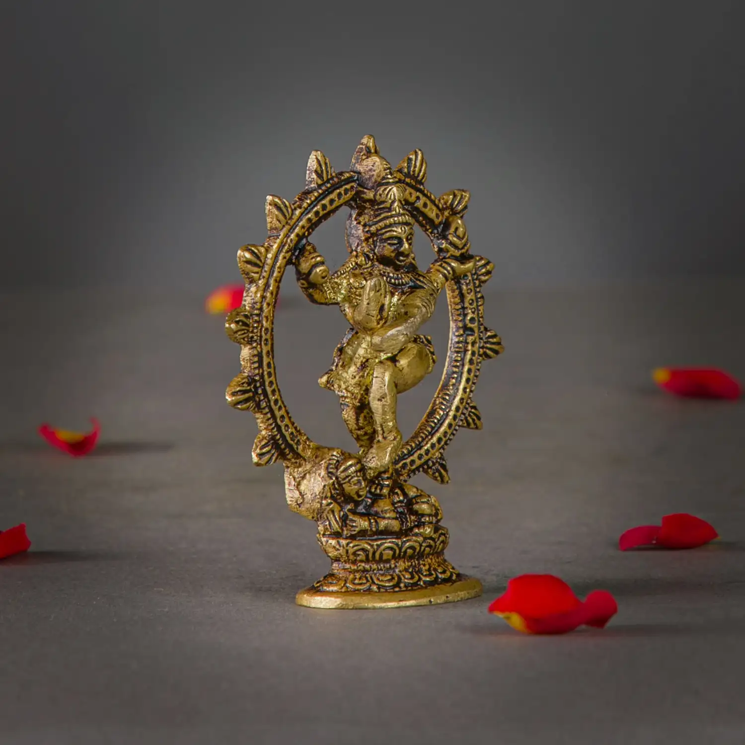 3 inches mini Brass Lord Shiva Natraja with agni idol - image 3