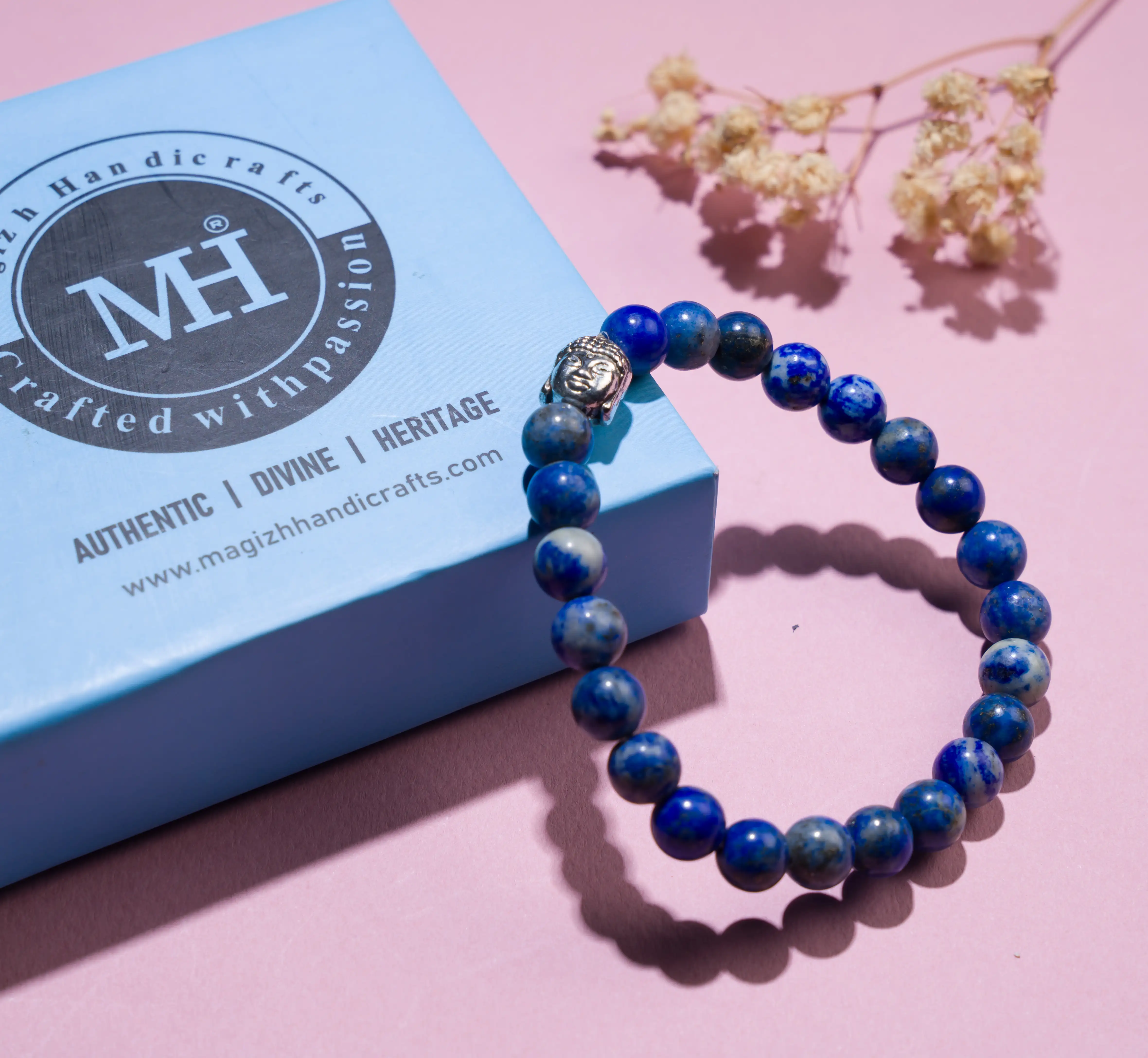 8mm Lapis Lazuli stone Crystal bracelet with buddha - image 3