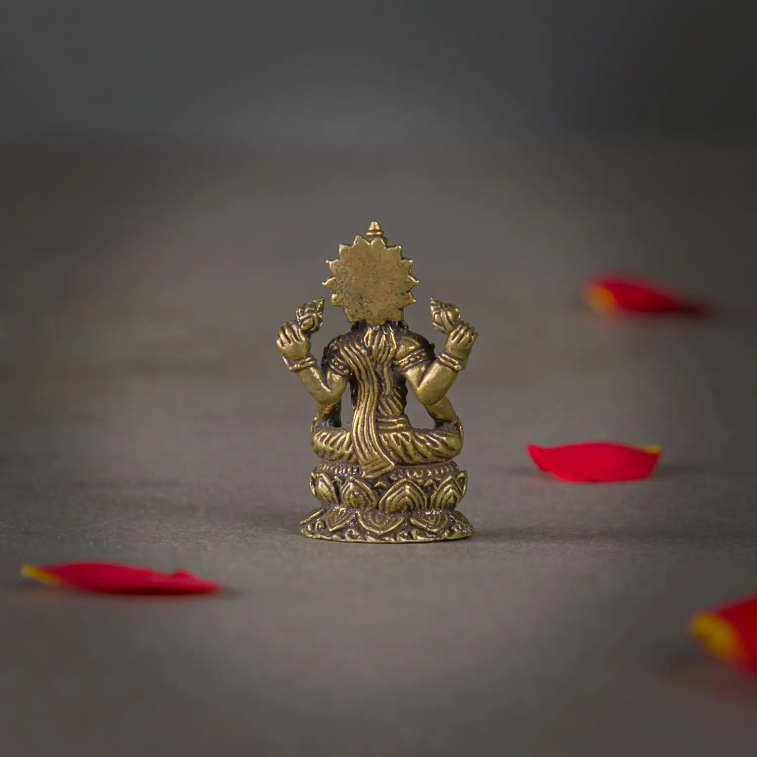 1 inch Brass sitting miniature Lakshmi on Lotus idol - image 3