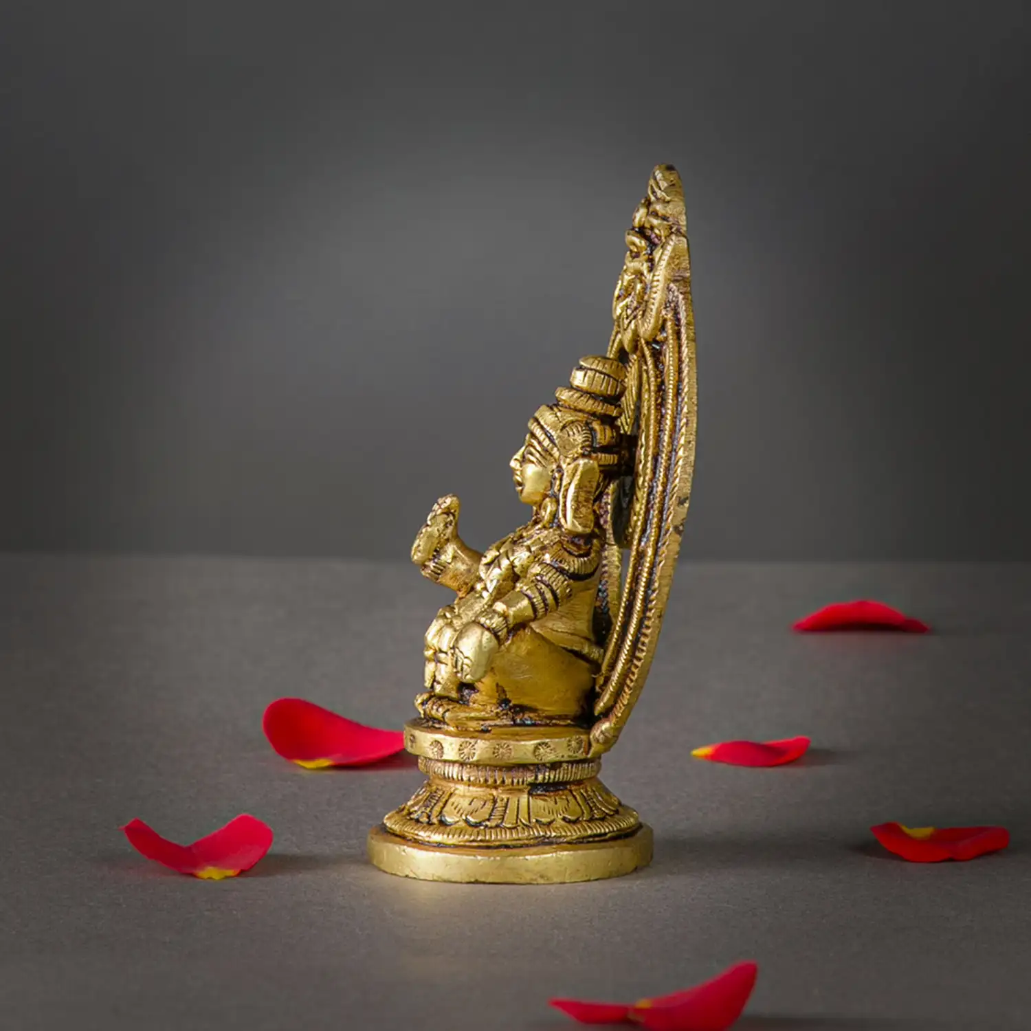 4 inch Brass Ayyappan Swamy Idol with Prabhavali Arch - image 3