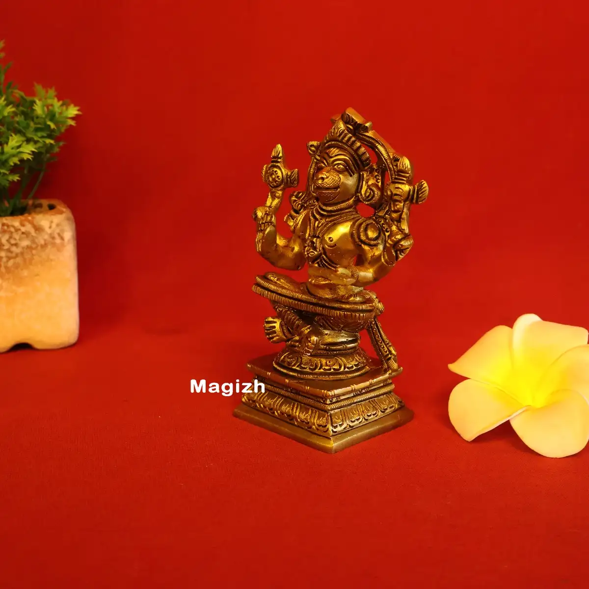 Brass Yoga Hanuman idol (4.5 inches) - secondary