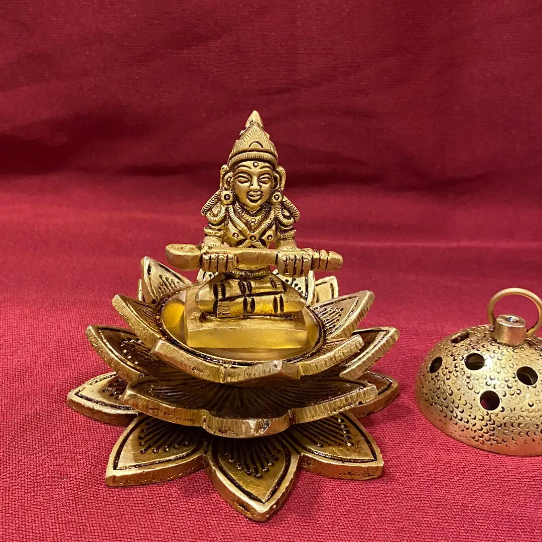 Brass small Lotus Doop or sambarani holder 2.5 inches - image 4